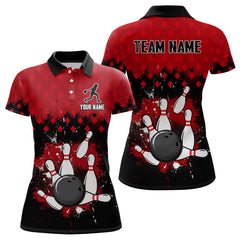 Maxcorners Red Bowling Jersey Men And Women Custom Bowling Shirts Unisex Polo Bowling Team Shirt