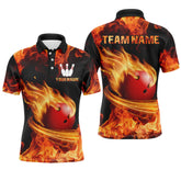 Maxcorners Red Flame Bowling Jersey Men And Women Custom Bowling Shirts Unisex Polo Bowling Team Shirt