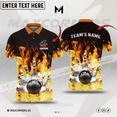 Maxcorners Bowling Fire Customized Name & Team Name 3D Shirt (6 colors)