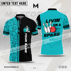 Maxcorners Bowling Livin on a Spare Customized Name 3D Shirt (6 Colors)