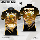 Maxcorners Bowling Ball and Pins Beer Multicolor Option Customized Name & Team Name 3D Shirt (4 colors) 03