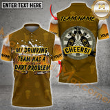 Maxcorners Beer And Darts Drinking Team Multicolor Customized Name, Team Name 3D Polo Shirt