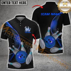 Maxcorners Bowling Strike Motion Minimal Style Multicolor Customized Name, Team Name 3D Polo Shirt