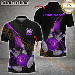 Maxcorners Bowling Strike Motion Minimal Style Multicolor Customized Name, Team Name 3D Polo Shirt