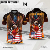 Maxcorners Bowling Ball And Pins Eagle Fire Multicolor Option Customized Name, Team Name 3D Shirt (4 colors) 01