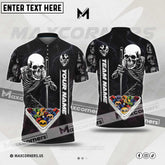 Maxcorners Billiards Ball Skull Thunder Lightning Pattern Multicolor Options Personalized Name, Team Name 3D Polo Shirt