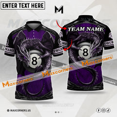 Maxcorners Billiard Dragon 8-Ball Multicolor Options Personalized Name, Team Name 3D Polo Shirt