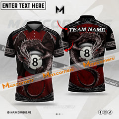 Maxcorners Billiard Dragon 8-Ball Multicolor Options Personalized Name, Team Name 3D Polo Shirt