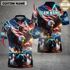 Maxcorners American Eagle Thunder Lightning Bowling Multicolor Customized Name, Team Name 3D Shirts