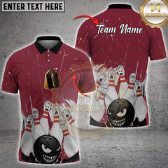 Maxcorners Bowling Angry Ball vs Screaming Pins Multicolor Personalized 3D Shirt