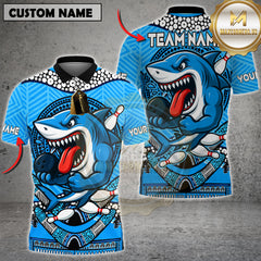 Maxcorners Bowling Fierce Shark Multicolor Customized Name, Team Name 3D Shirts