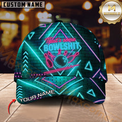 Maxcorners Bowling Neon Strike Multicolor Personalized Name 3D Cap
