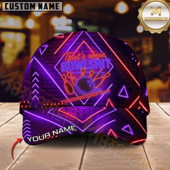 Maxcorners Bowling Neon Strike Multicolor Personalized Name 3D Cap