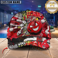 Maxcorners Bowling Graffiti Rage Multicolor Personalized Name 3D Cap