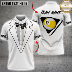 Maxcorners Billiards Tuxedo Yellow 9 Ball Personalized Name 3D Unisex Shirt