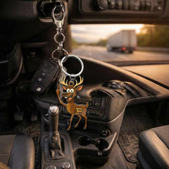 Maxcorners Funny Deer Personalized Name Reindeer Butt Pose Ornament And Keychain Custom Gift For Hunters 2D Flat