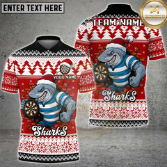 Maxcorners Christmas Shark Dart Multicolor Customized Name, Team Name 3D Shirt