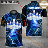 Maxcorners Strike King Bowling Jersey Multicolor Customized Name, Team Name 3D Polo Shirt (4 Colors)