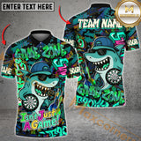 Maxcorners Darts Cool Shark Graffiti Street Style  Multicolor Customized Name, Team Name 3D Polo Shirt