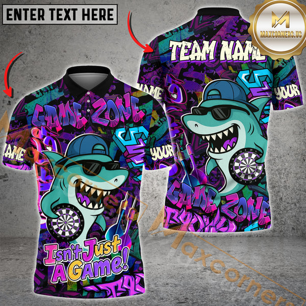 Maxcorners Darts Cool Shark Graffiti Street Style  Multicolor Customized Name, Team Name 3D Polo Shirt