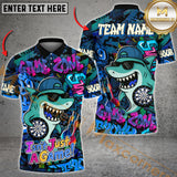 Maxcorners Darts Cool Shark Graffiti Street Style  Multicolor Customized Name, Team Name 3D Polo Shirt