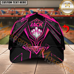 Maxcorners Bowling And Pins Abstract Grunge Texture X Multicolor Personalized Name 3D Cap