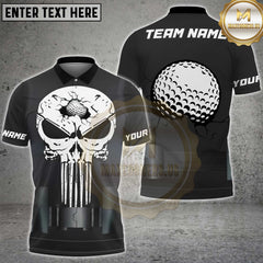 Maxcorners Golf Skull Cracked Ball Design Personalized Name 3D Unisex Shirt
