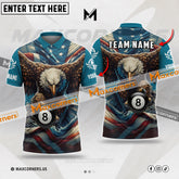 Maxcorners Billiards 8 Ball Eagle Premium Multicolor Options Personalized Name, Team Name 3D Polo Shirt (4 Colors)