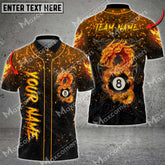 Maxcorners Billiards Multicolor Option Skull Fire Premium Customized Name And Team Name 3D Polo Shirt (4 Colors)