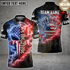 Maxcorners Bowling We The People USA Bowling Ball Fire Smoke Design Personalized Name, Team Name 3D Shirt