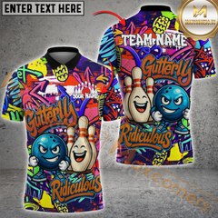 Maxcorners Bowling Graffiti Funny Gutterly Ridiculous Multicolor Customized Name, Team Name 3D Shirts