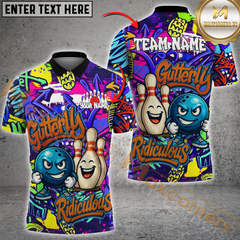 Maxcorners Bowling Graffiti Funny Gutterly Ridiculous Multicolor Customized Name, Team Name 3D Shirts