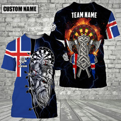 Maxcorners Viking Icelandic Flag Darts Jersey Customized Name, Team Name 3D Polo Shirt For Einar