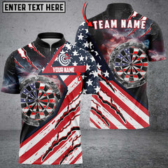 Maxcorners Darts American Flag Patriot Customized Name, Team Name 3D Polo Shirt