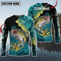 Maxcorners Bass Fishing Jersey Sun Protection Personalized Name,Team Name 3D Long Sleeve Shirt