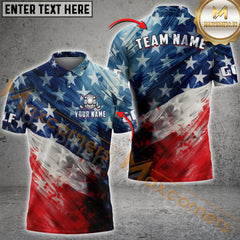 Maxcorners Golf American Flag Customized Name, Team Name 3D Unisex Shirt