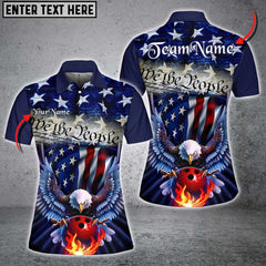 Maxcorners Bowling Eagle US Flag Patriotic Customized Name, Team Name 3D Polo Shirt
