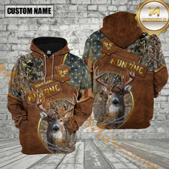 Maxcorners Premium Deer Hunter Grass Brown Camouflage 3D Full Print Hoodie Best Gift For Hunter