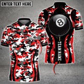 Maxcorners Billiards Ball 8 Camouflage Premium Multicolor Options Personalized Name And Team Name 3D Polo (4 Colors)