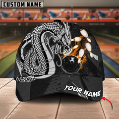 Maxcorners Bowling Dragon Flame Fire Multicolor Personalized Name 3D Cap