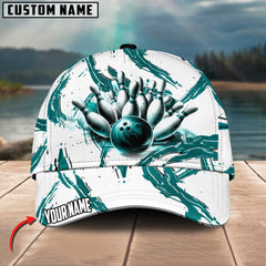 Maxcorners Bowling Ball & Pins Sport Jersey Multicolor Personalized Name 3D Cap