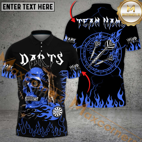 Maxcorners Darts Skull Multicolor Personalized Name, Team Name 3D Shirt