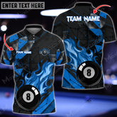 Maxcorners Billiard 8 Ball Flame Multicolor Options Personalized Name And Team Name 3D Polo (4 Colors)