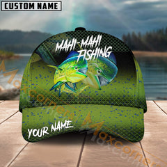 Maxcorners Mahi-Mahi Fishing Tropical Deep Sea Angler Multicolor Personalized Name 3D Cap