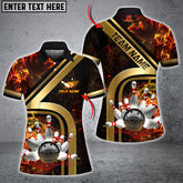 Maxcorners Bowling Ball & Pins Water And Flame Multicolor Option Customized Name 3D Shirt For Women (6 Colors)