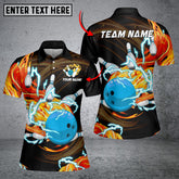 Maxcorners Bowling Ball & Pins Breath Of Thunder Flame Multicolor Option Customized Name 3D Shirt For Women (6 Colors)