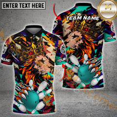 Maxcorners Royal Lion With Crown Bowling Team Jersey Multicolor Option Customized Name, Team Name 3D Polo Shirt