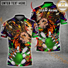 Maxcorners Royal Lion With Crown Bowling Team Jersey Multicolor Option Customized Name, Team Name 3D Polo Shirt