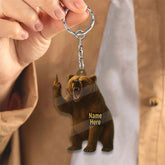 Maxcorners Personalized Funny Bear Fukin' Finger Hunting Acrylic Christmas Ornament And Keychain Custom Gift For Hunters 2D Flat