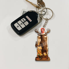 Maxcorners Personalized Acrylic Deer Christmas Ornament - Funny Buck with Santa Hat Drinking Beer by Urinal Holiday Decor LM0411